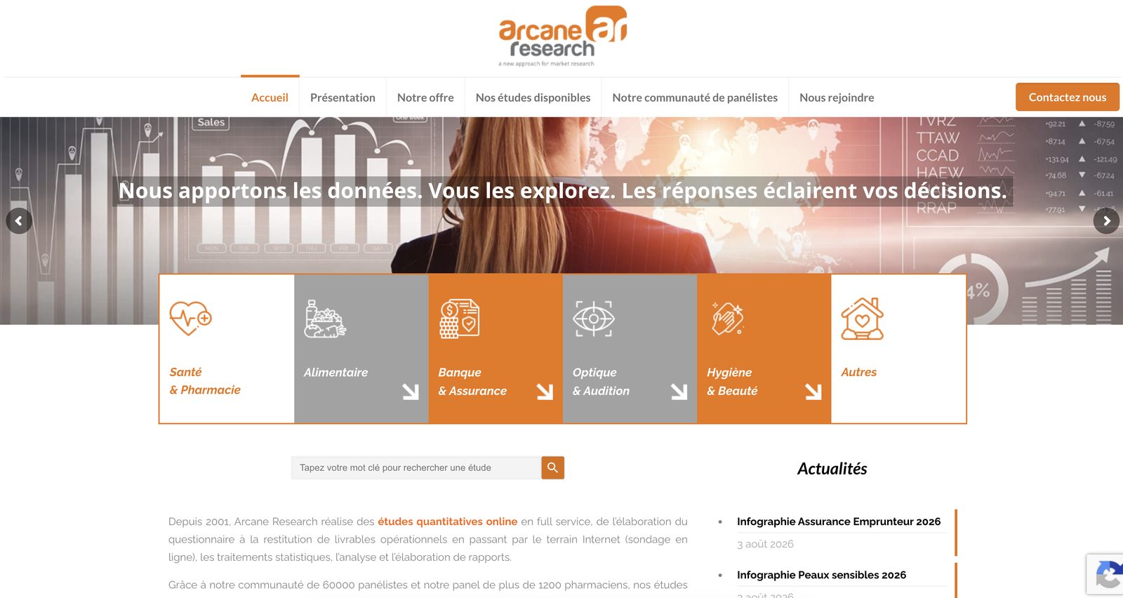 Site d'Arcane Research, institut d'études quantitatives